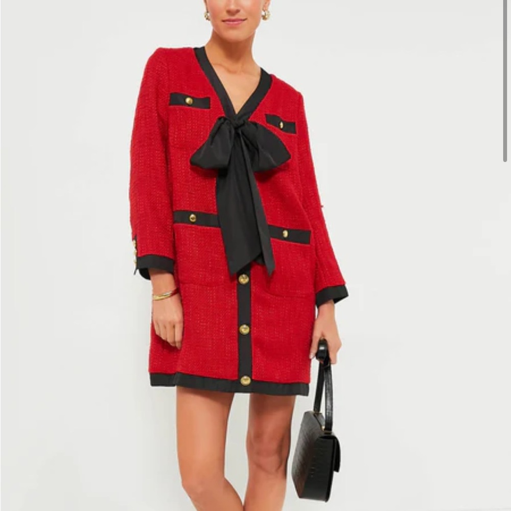 Pomander Place Red Coco Tweed Bow Dress from Tuckernuck
